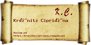 Kránitz Cipriána névjegykártya